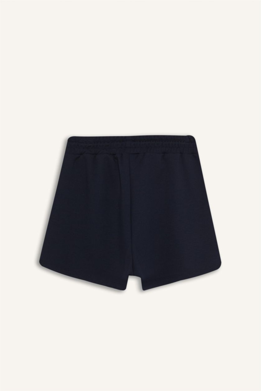 نساء كحلي شورت رياضي ابيض بخصر مطاطي من DeFactoFit