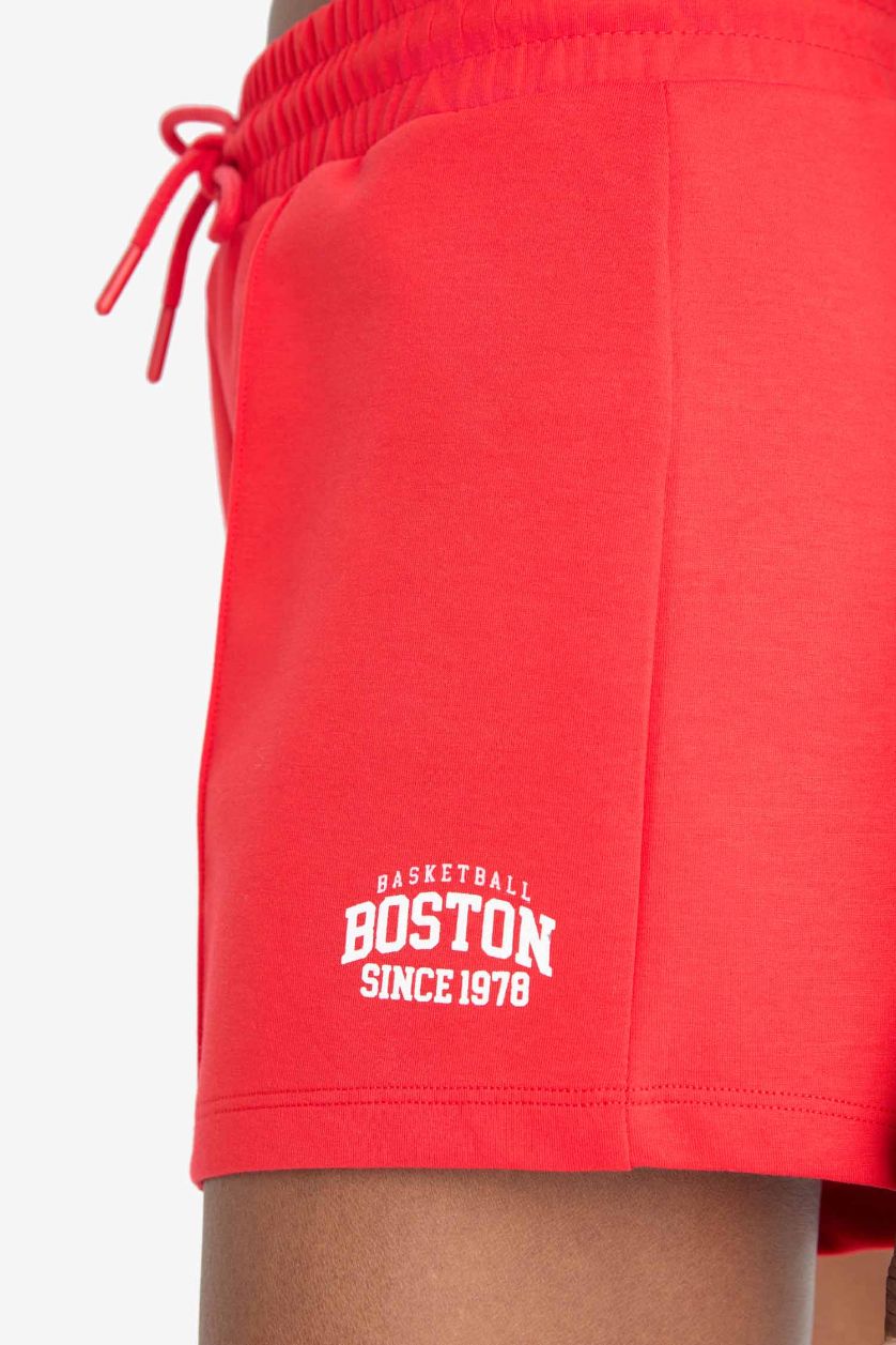 Kadın Kırmızı Beli Lastikli Kırmızı Sporcu Şort