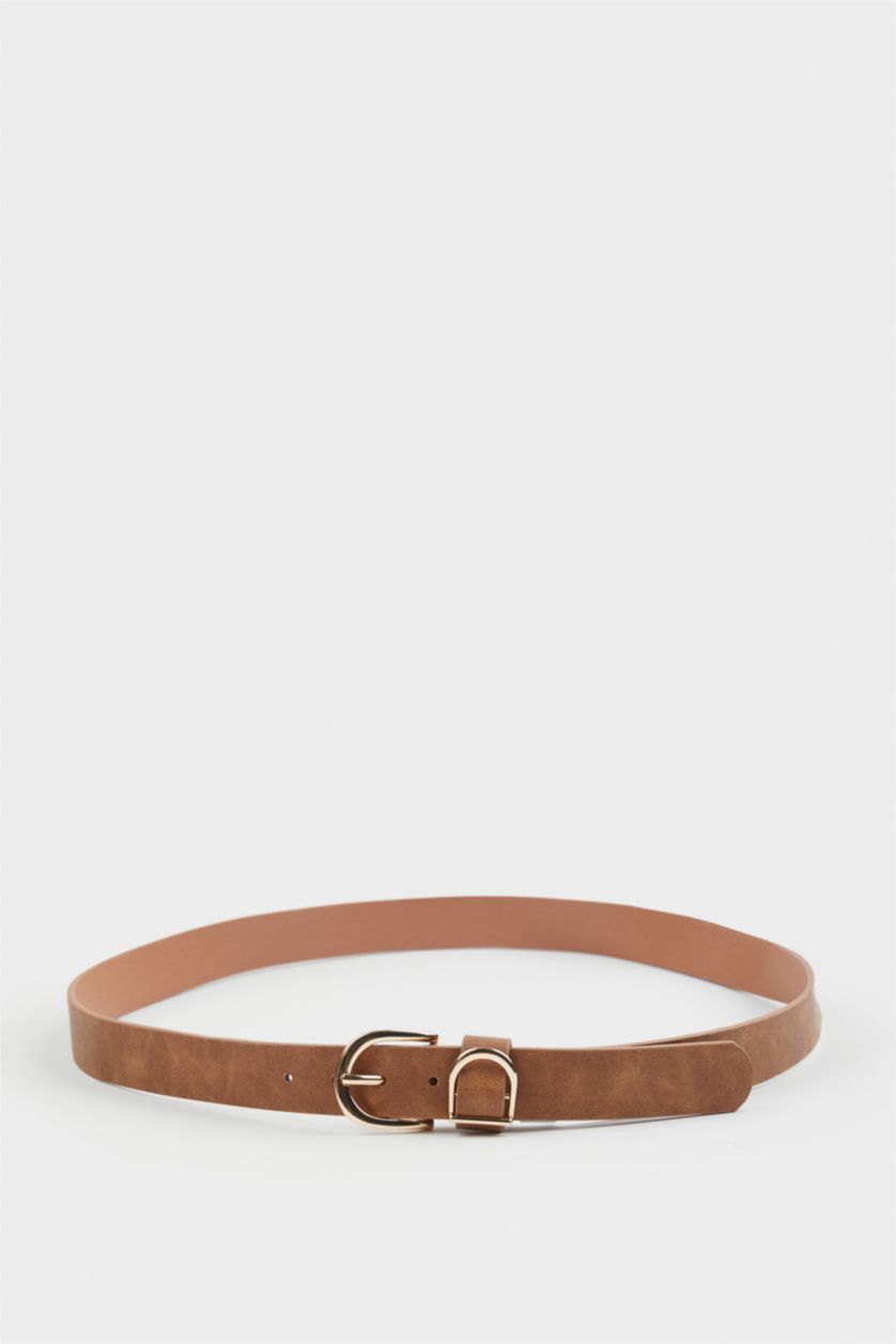 Kadın Kahve Kadın Oval Toka Suni Deri Jean Kemeri