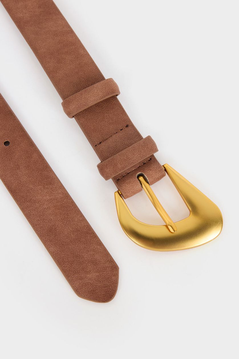 Kadın Kahve Kadın Büyük Toka Suni Deri Günlük Kemer