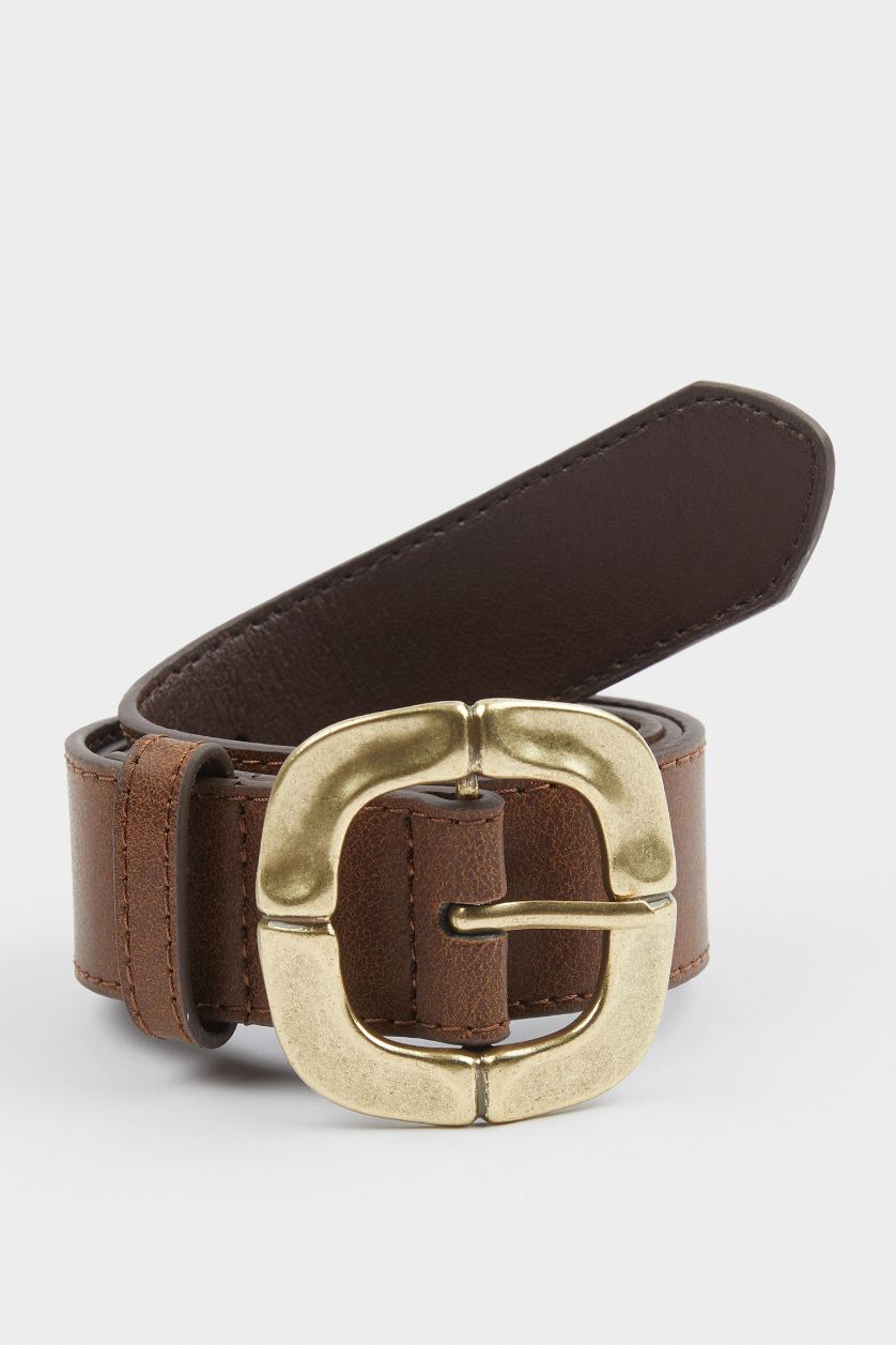 Kadın Koyu Kahve Kadın Büyük Toka Suni Deri Jean Kemeri