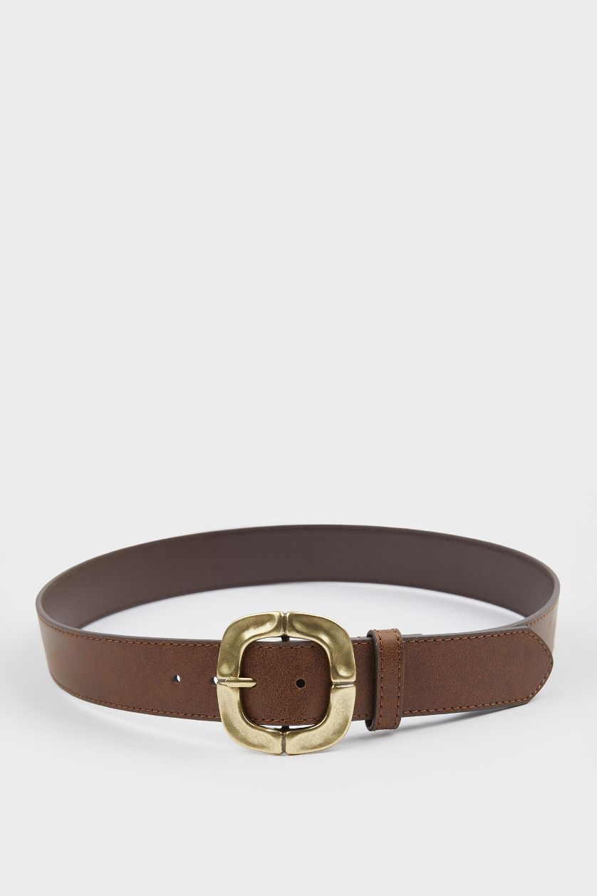 Kadın Koyu Kahve Kadın Büyük Toka Suni Deri Jean Kemeri