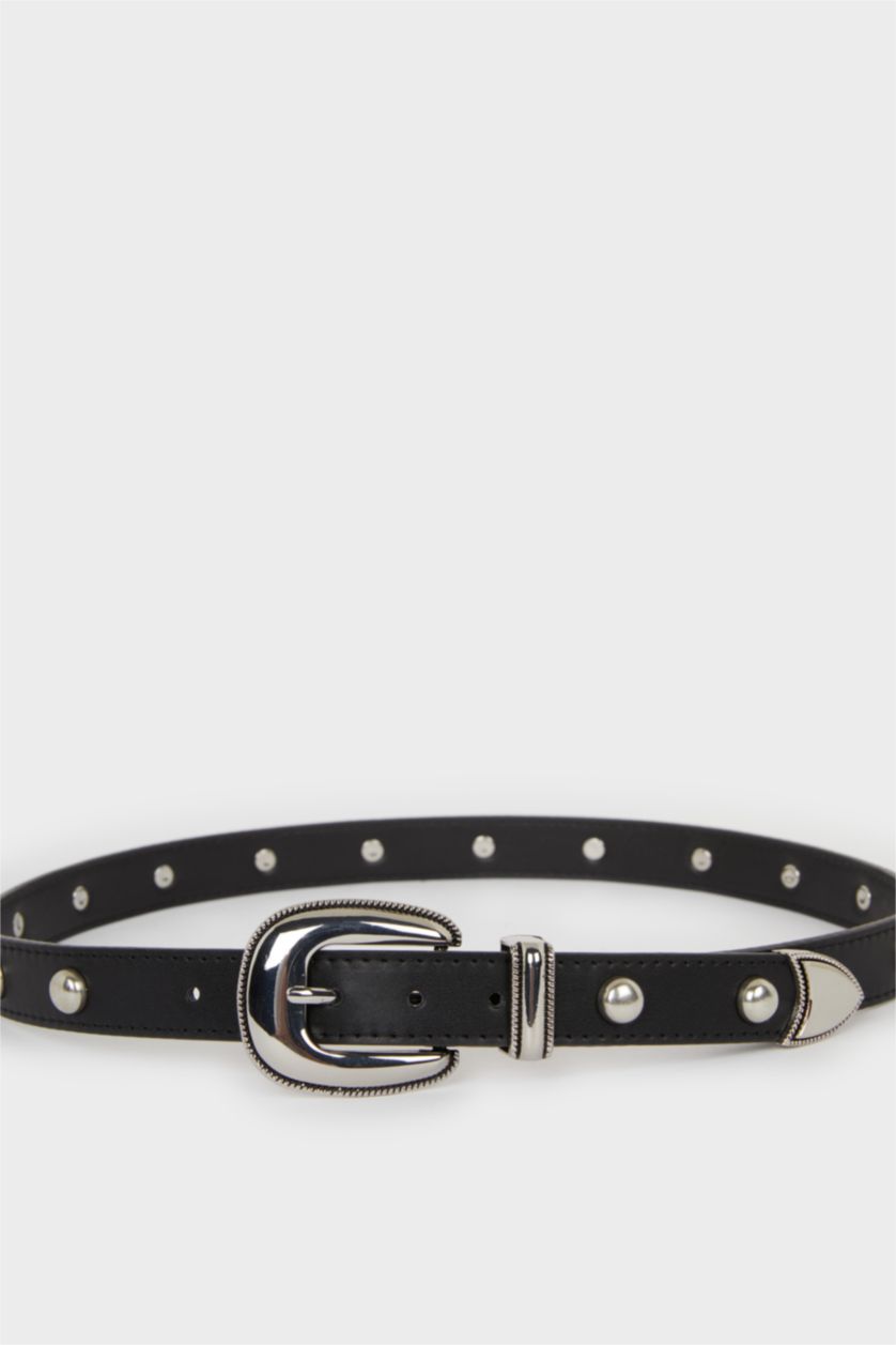 Kadın Siyah Kadın Suni Deri Günlük Kemer