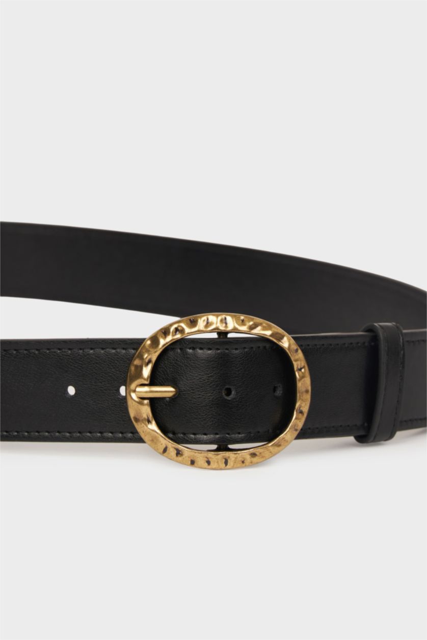 Kadın Siyah Kadın Büyük Toka Suni Deri Jean Kemeri