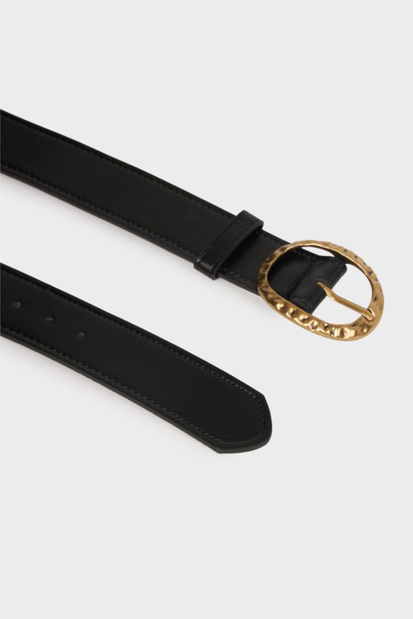 Kadın Siyah Kadın Büyük Toka Suni Deri Jean Kemeri