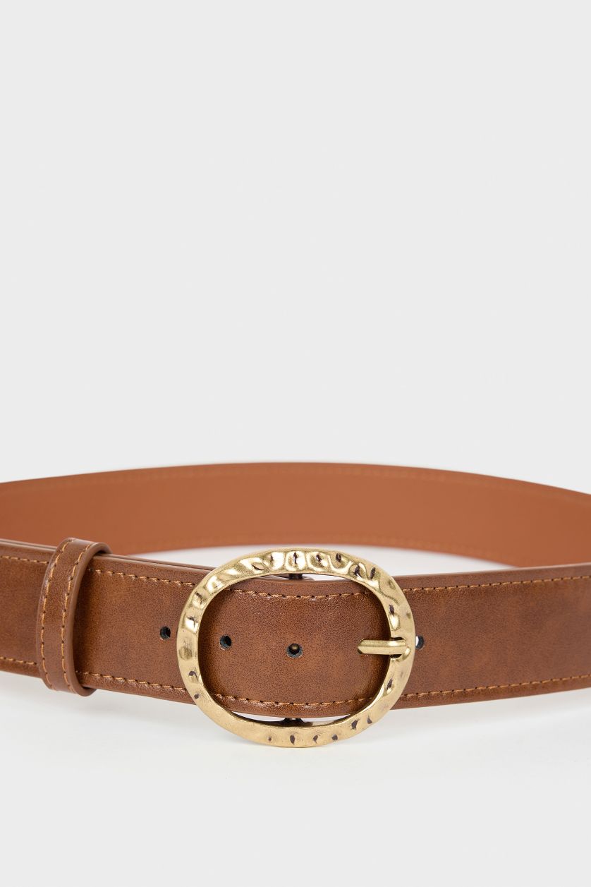 Kadın Kahve Kadın Büyük Toka Suni Deri Jean Kemeri