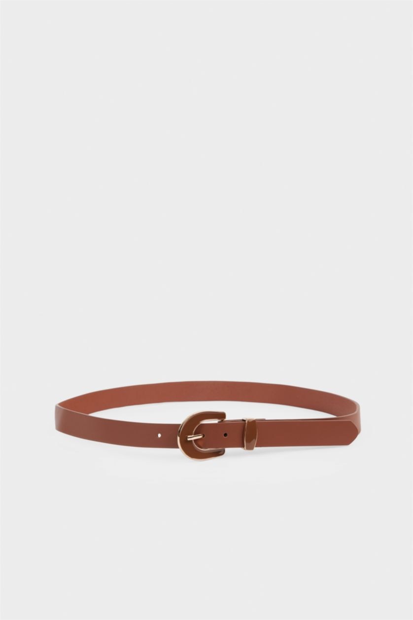 Women Brown Woman Big Clasp Faux Leather