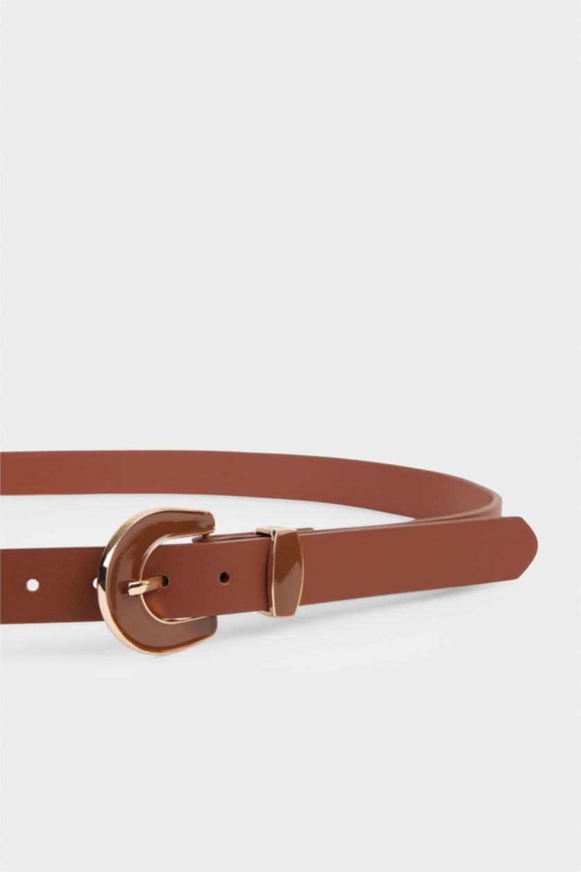 Women Brown Woman Big Clasp Faux Leather