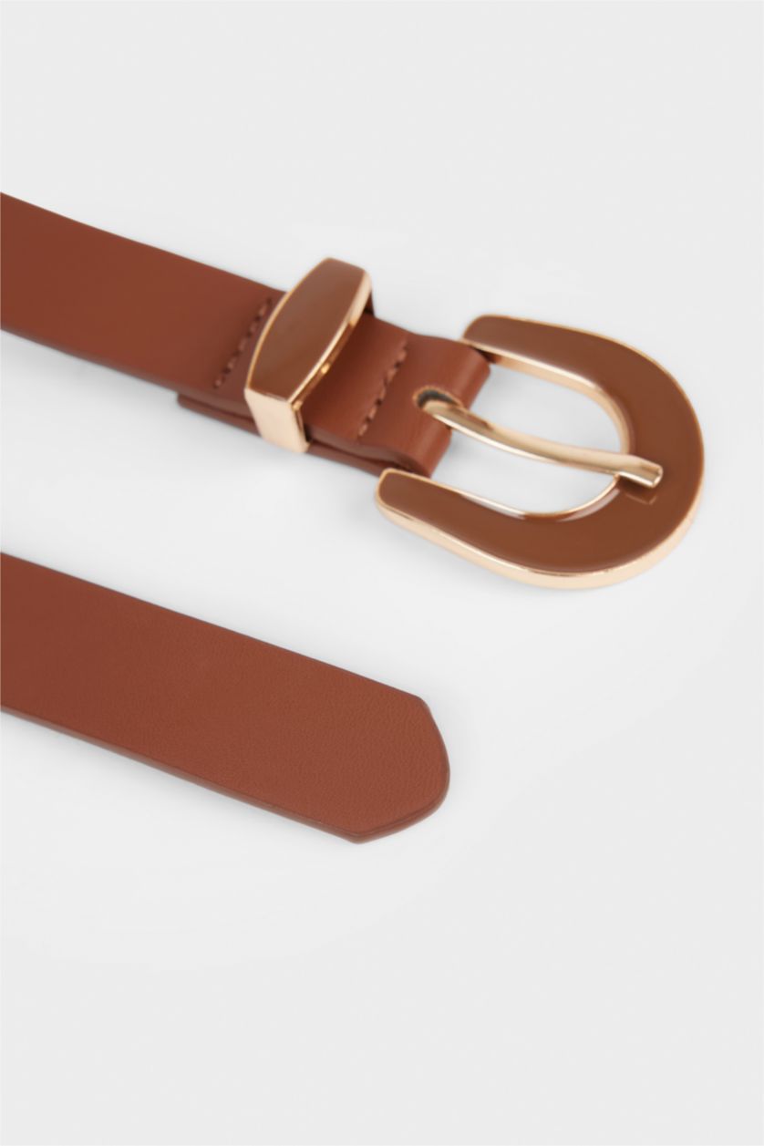 Women Brown Woman Big Clasp Faux Leather