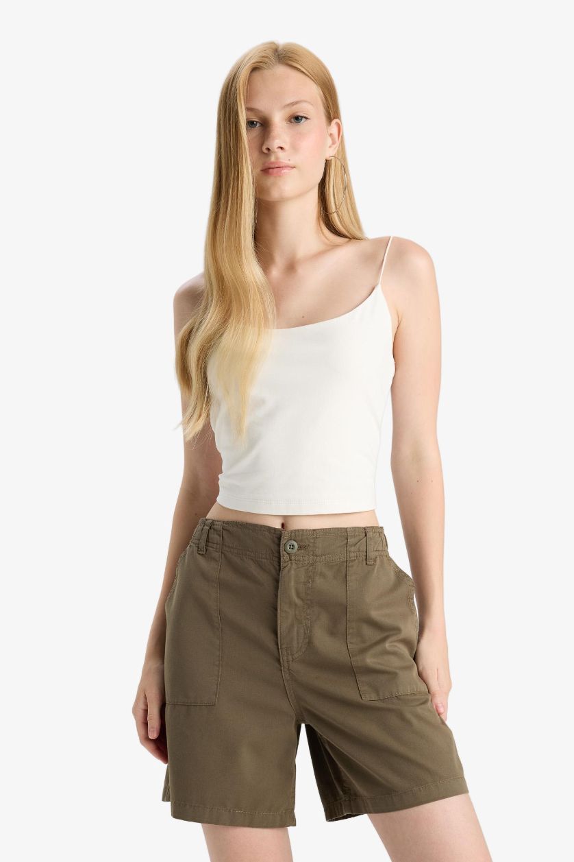 نساء كاكي شورت بخصر عادي من جبردين بساق قصير