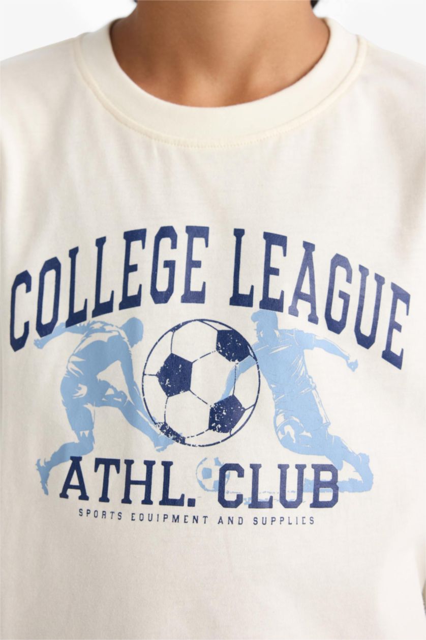 Erkek Çocuk - Genç Erkek Ekru Erkek Çocuk Pijama Takımı Baskılı Uzun Kollu Üst Uzun Alt 