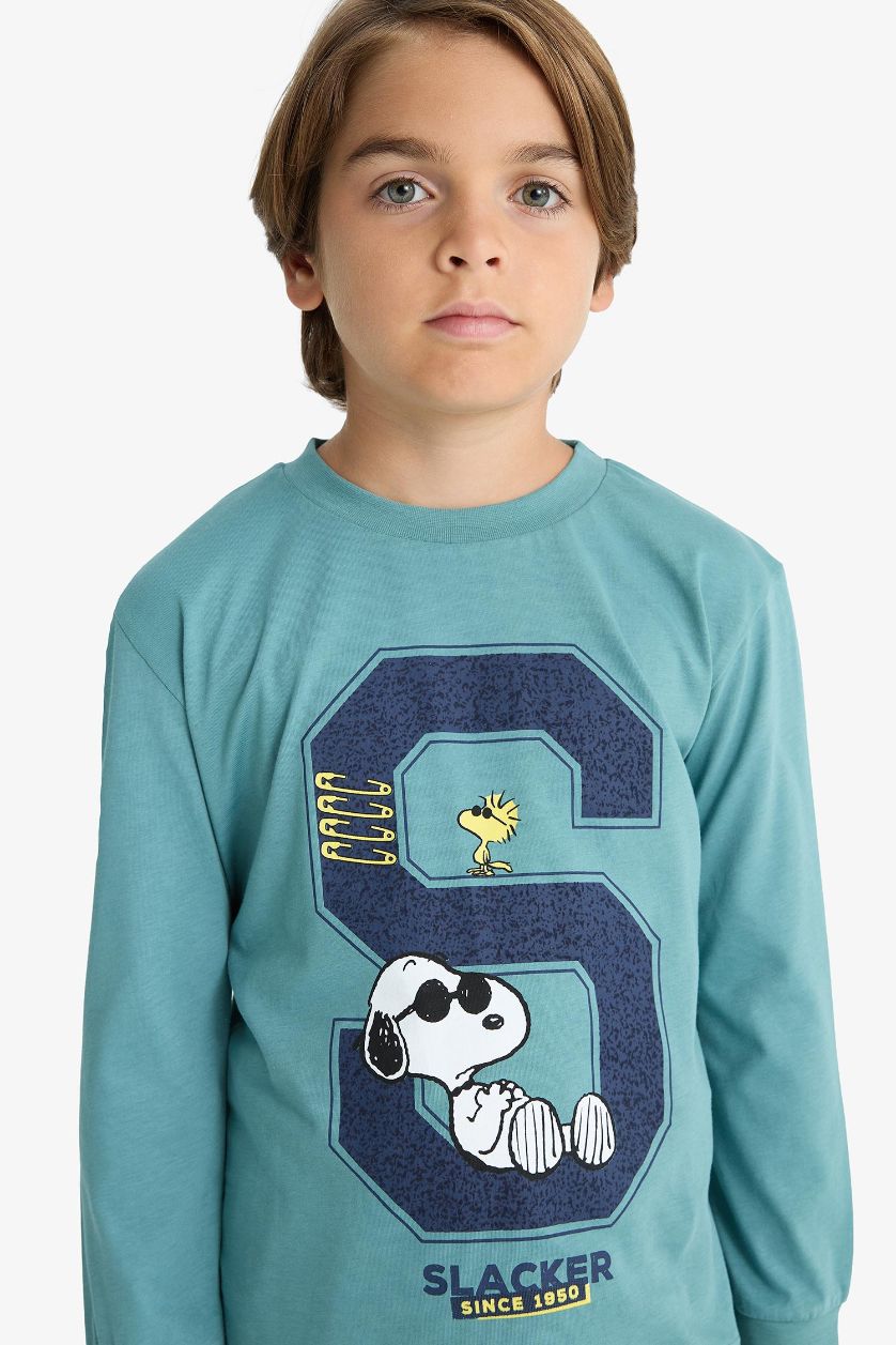 GARÇONS Vert Clair Ensemble Pyjama Snoopy Top manches longues et Pantalon pour garçon