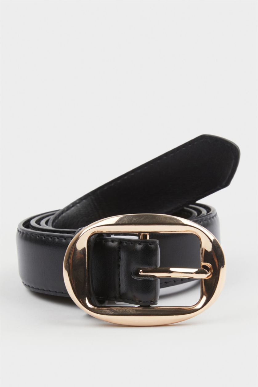 Kadın Siyah Kadın Büyük Toka Suni Deri Jean Kemeri