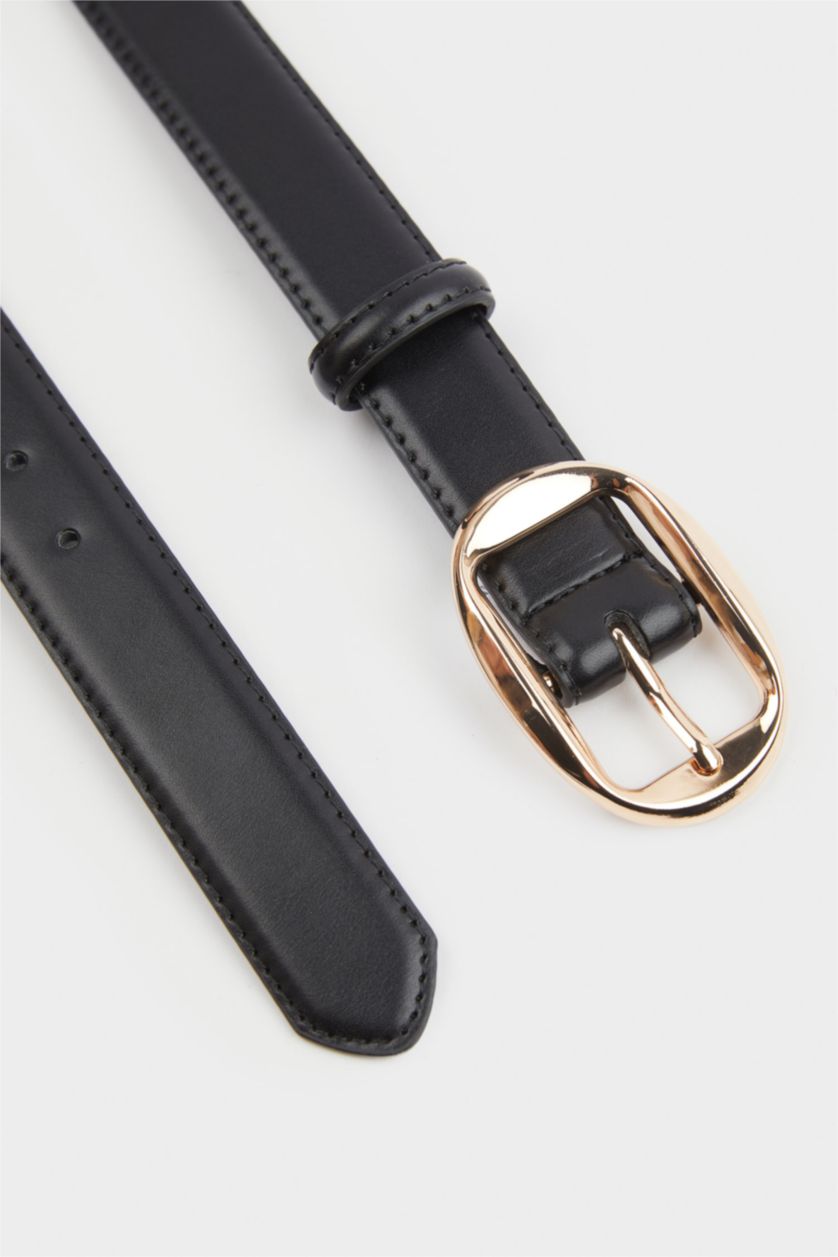 Kadın Siyah Kadın Büyük Toka Suni Deri Jean Kemeri