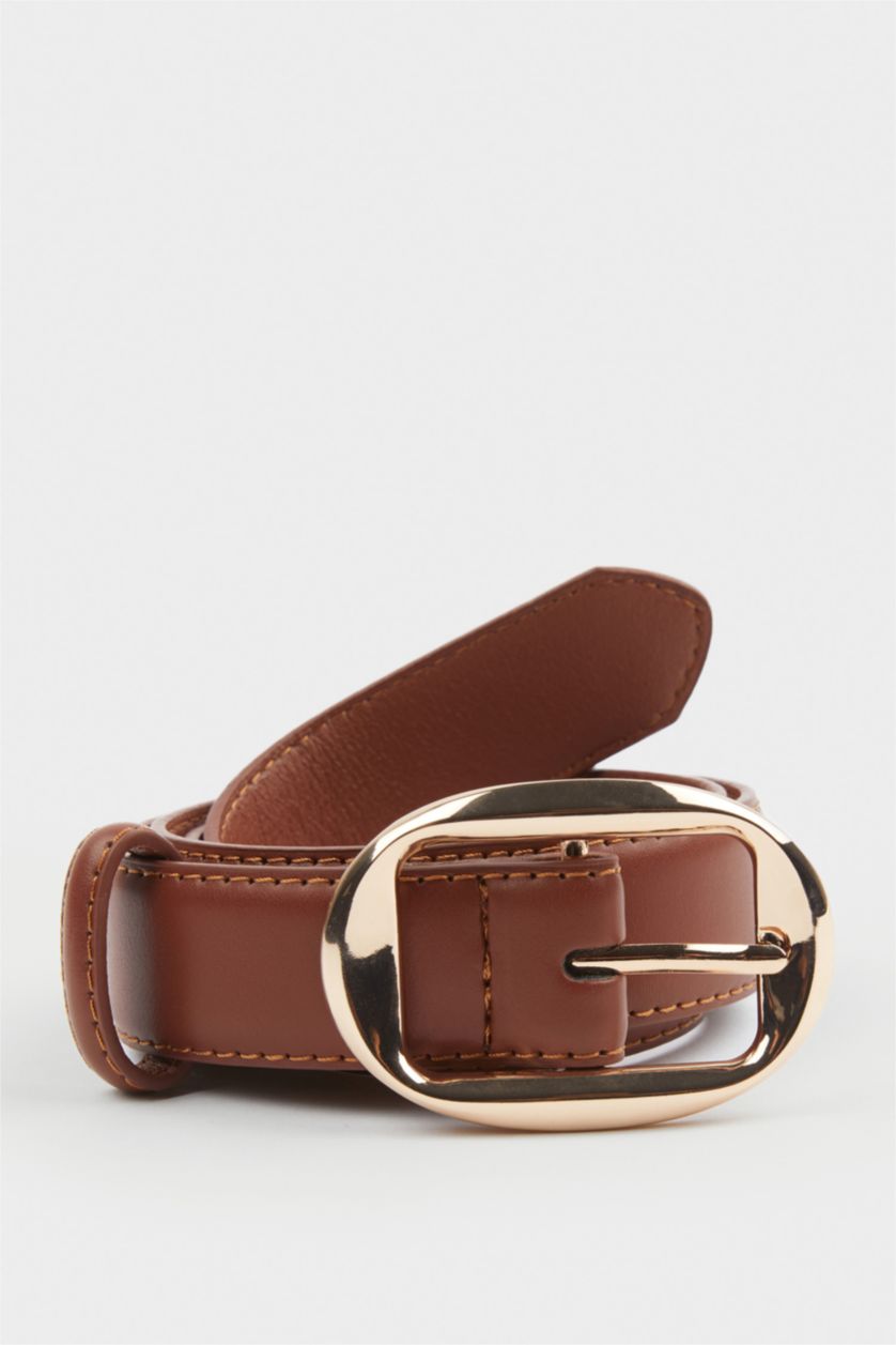 Kadın Kahve Kadın Büyük Toka Suni Deri Jean Kemeri