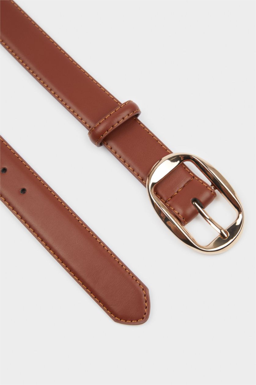 Kadın Kahve Kadın Büyük Toka Suni Deri Jean Kemeri