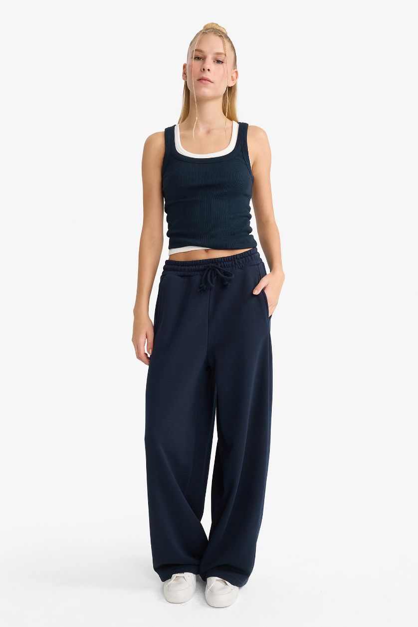 WOMAN NAVY Barrel Fit Trousers