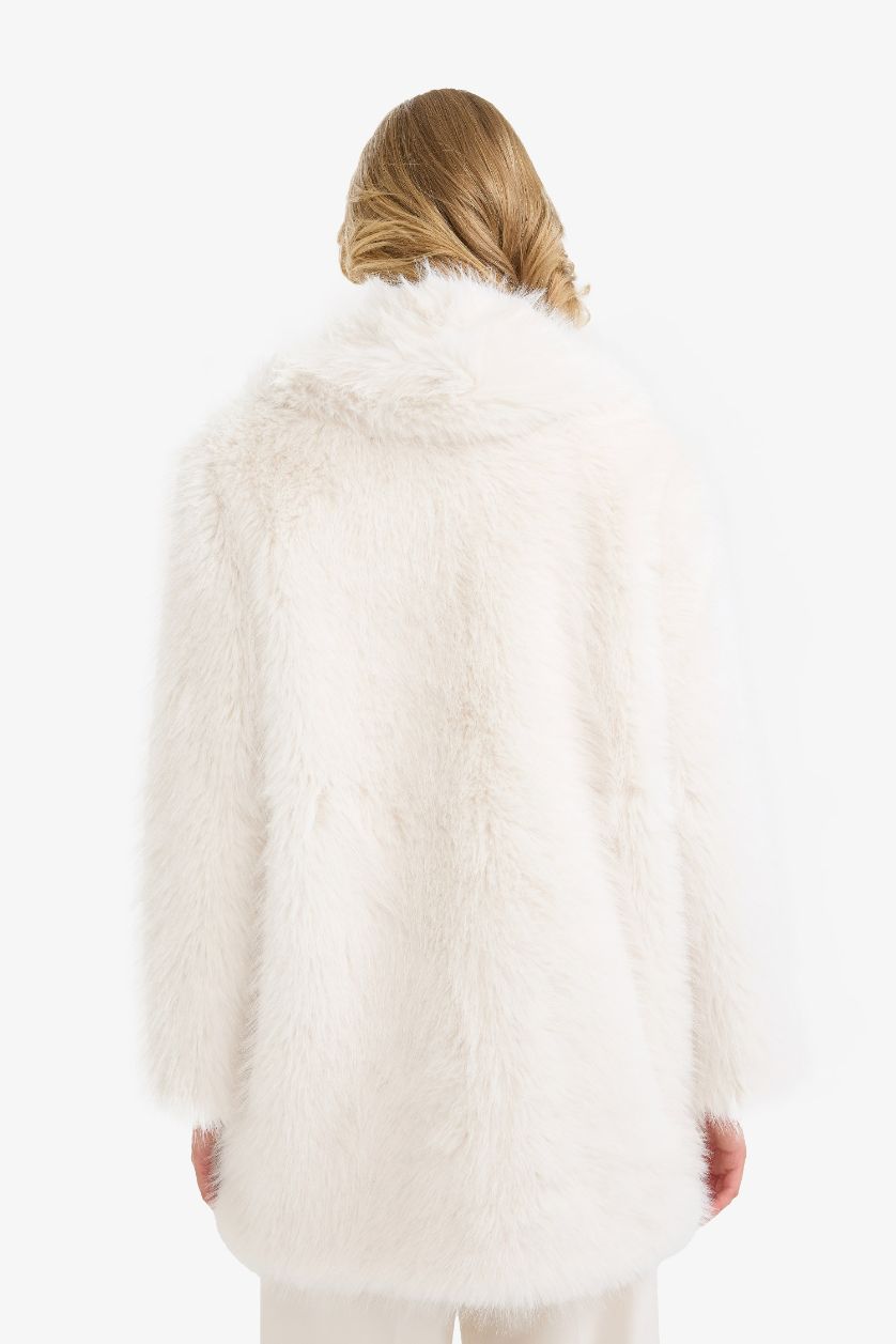 Woman Not Mapped Regular Fit Zippered Faux Fur Jacket