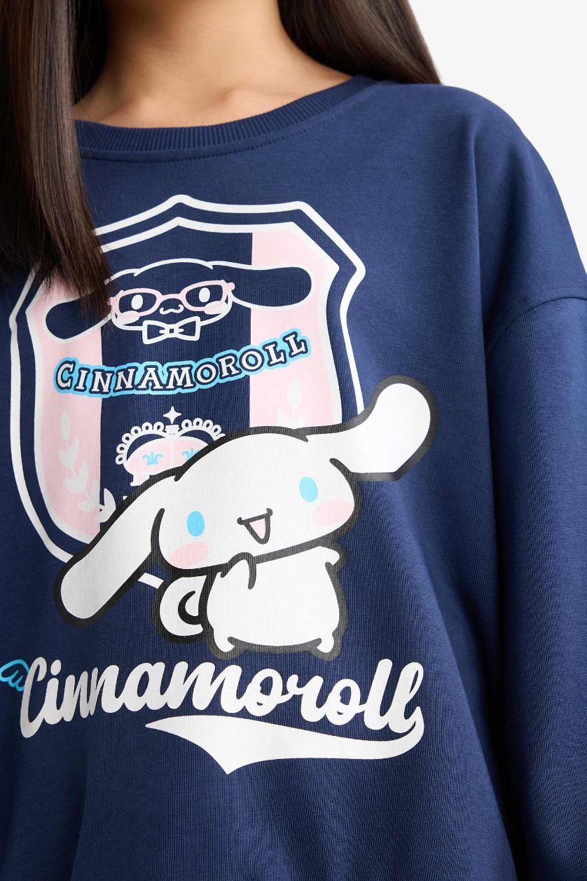 Kız Çocuk - Genç Kız Lacivert Cınnamoroll Oversıze Sweatshırt Kız Çocuk
