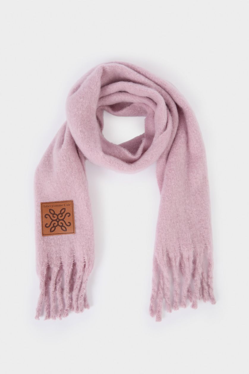 Woman Pink Woman Woven Label Scarf