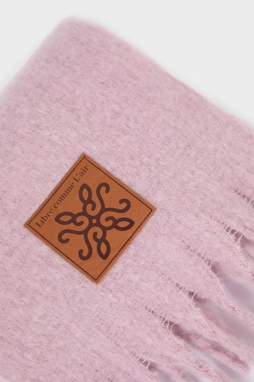 Woman Pink Woman Woven Label Scarf