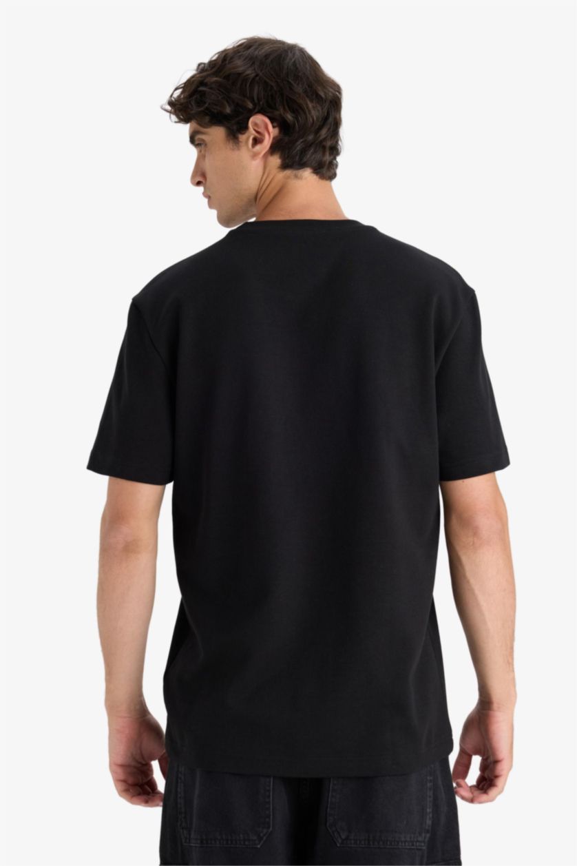 Erkek Siyah Nefes Alabilen Baskılı Tişört