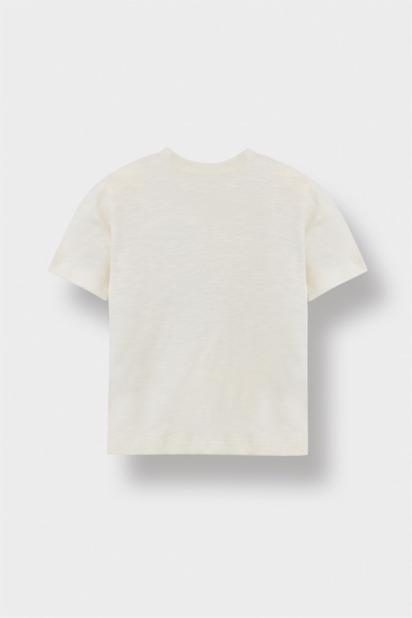 Erkek Bebek Koyu Yeşil Erkek Bebek 2'li Takım Baskılı Okul Kısa Kollu Tişört Eşofman Altı