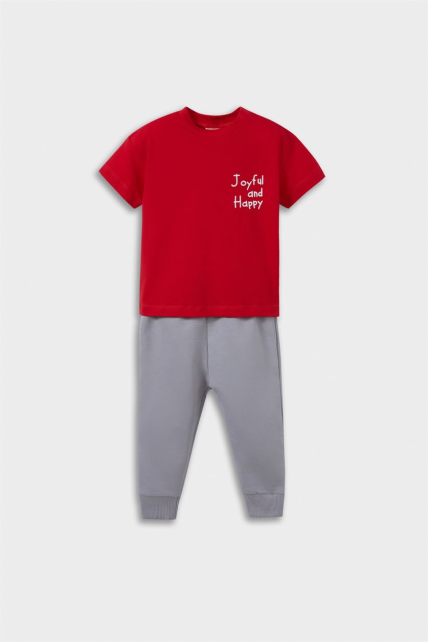 BABY BOY Red Baby Boy Printed T-Shirt Sweatpants 2 Piece Set
