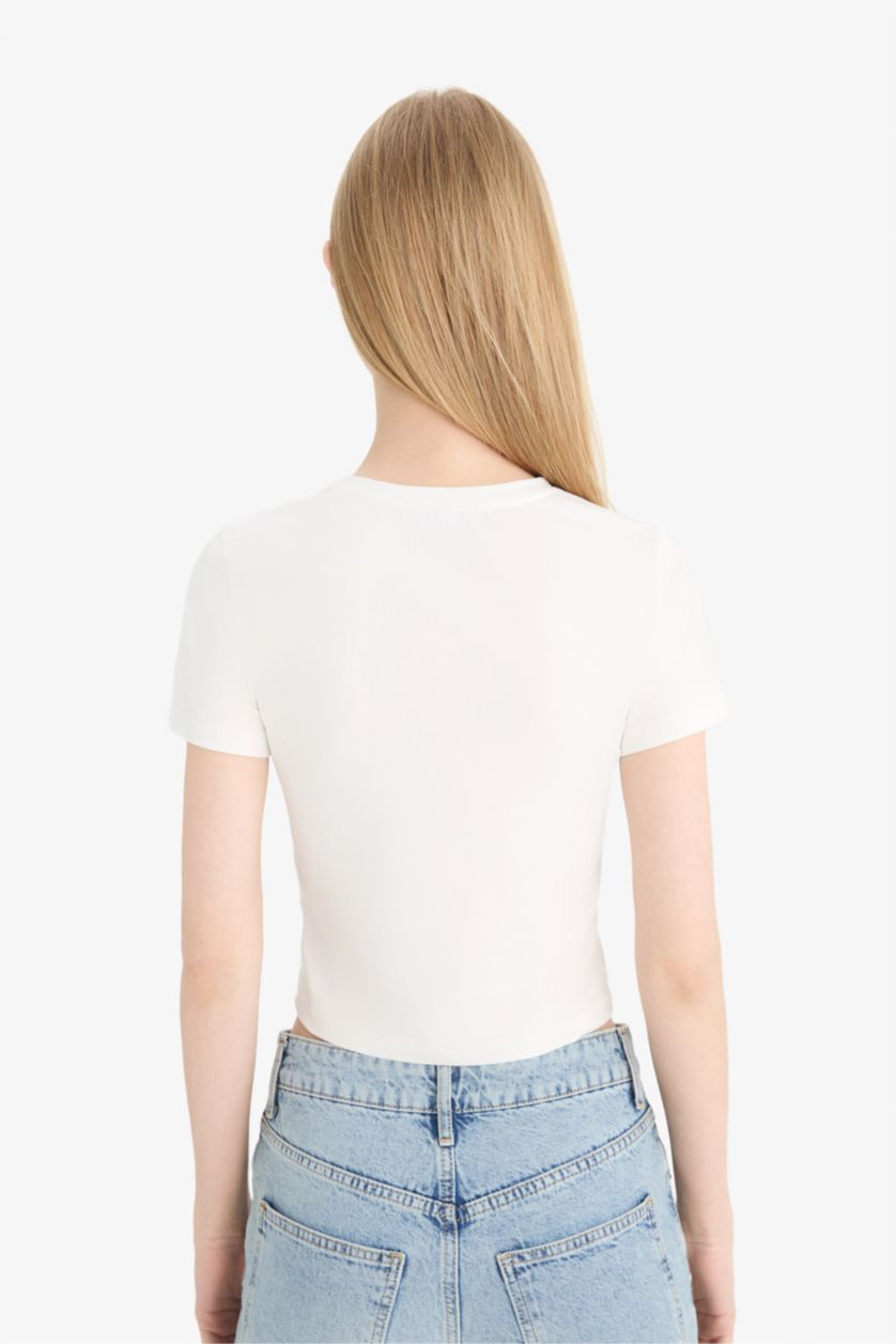 Kadın Ekru Coool Fıtted Basıc Tişört