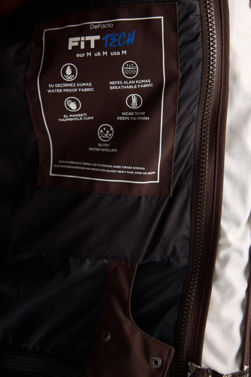 Kadın Kahve Su İtici Regular Fit Kapüşonlu Kayak Montu