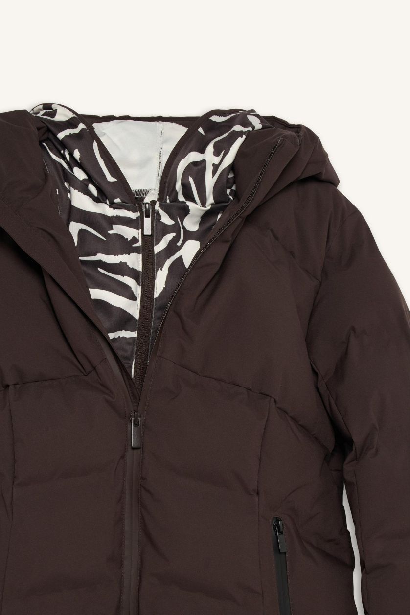 Kadın Kahve Su İtici Regular Fit Kapüşonlu Kayak Montu