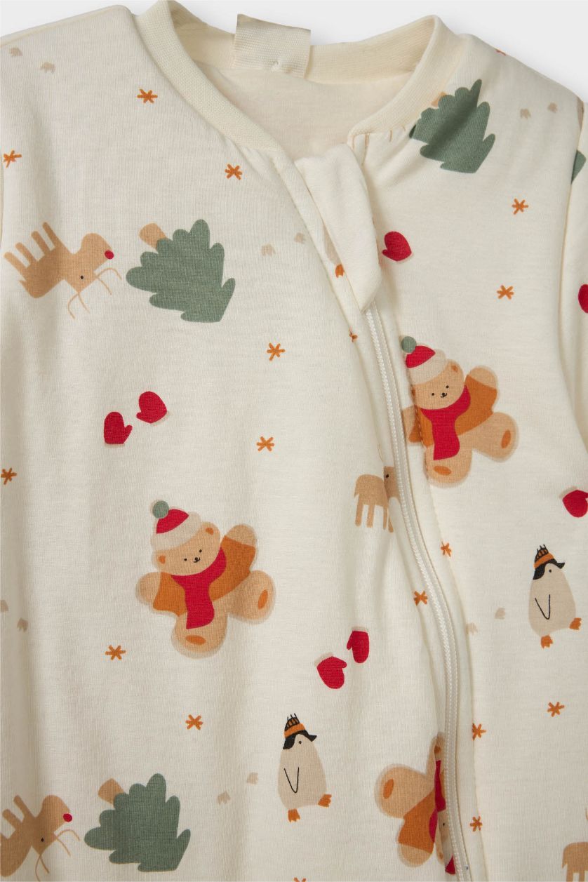 BABY GIRL White Baby Boy 1.6 Tog Fiber Christmas Themed Cotton Jumpsuit