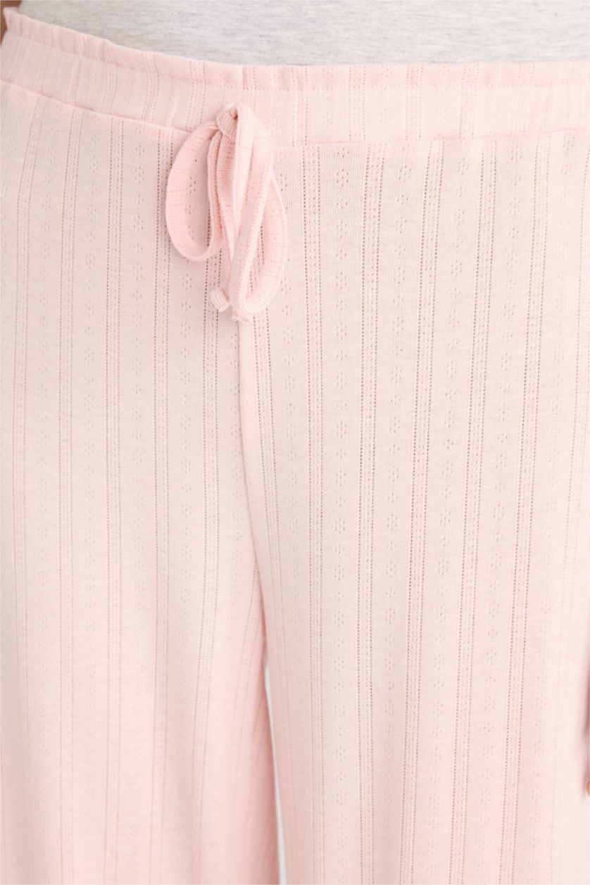 نساء زهري فاتح بنطلون بجامة قصة عادية وخصر مطاطي