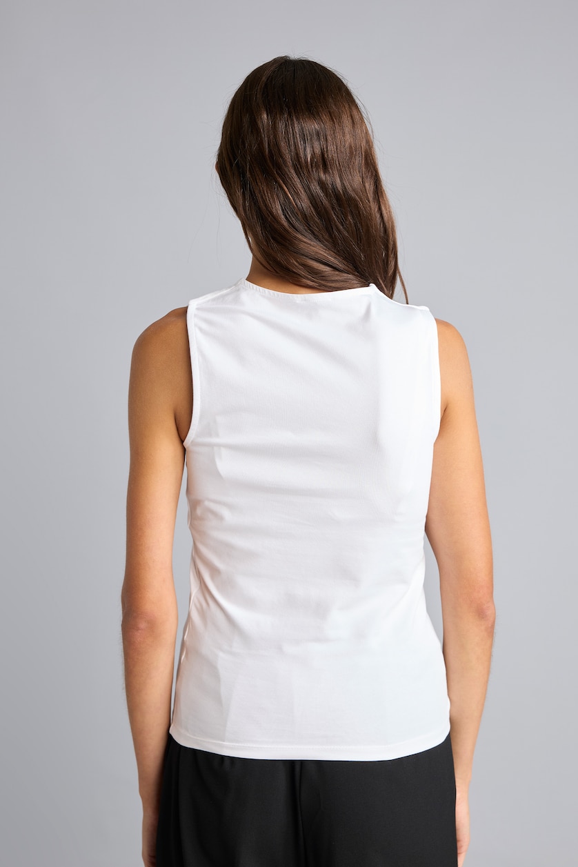 Women White Regular Fit Basic Crew Neck Tank Top