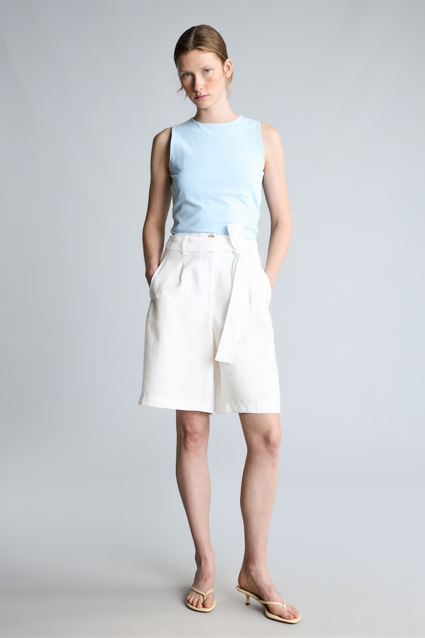 WOMAN Light Blue Regular Fit Basic Crew Neck Tank Top