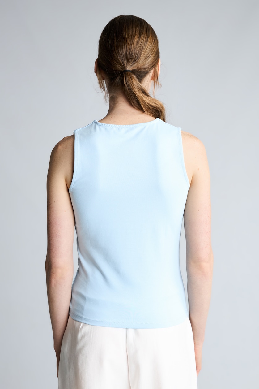 WOMAN Light Blue Regular Fit Basic Crew Neck Tank Top