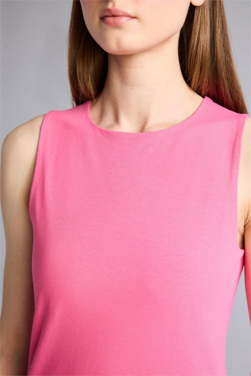 Kadın Pembe Regular Fıt Basıc Atlet