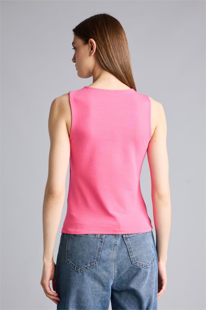 Kadın Pembe Regular Fıt Basıc Atlet