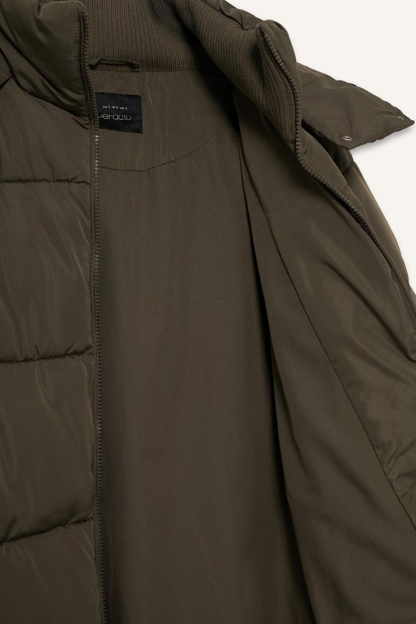 Kadın Haki Su Geçirmez Regular Fıt Kapüşonlu Parka