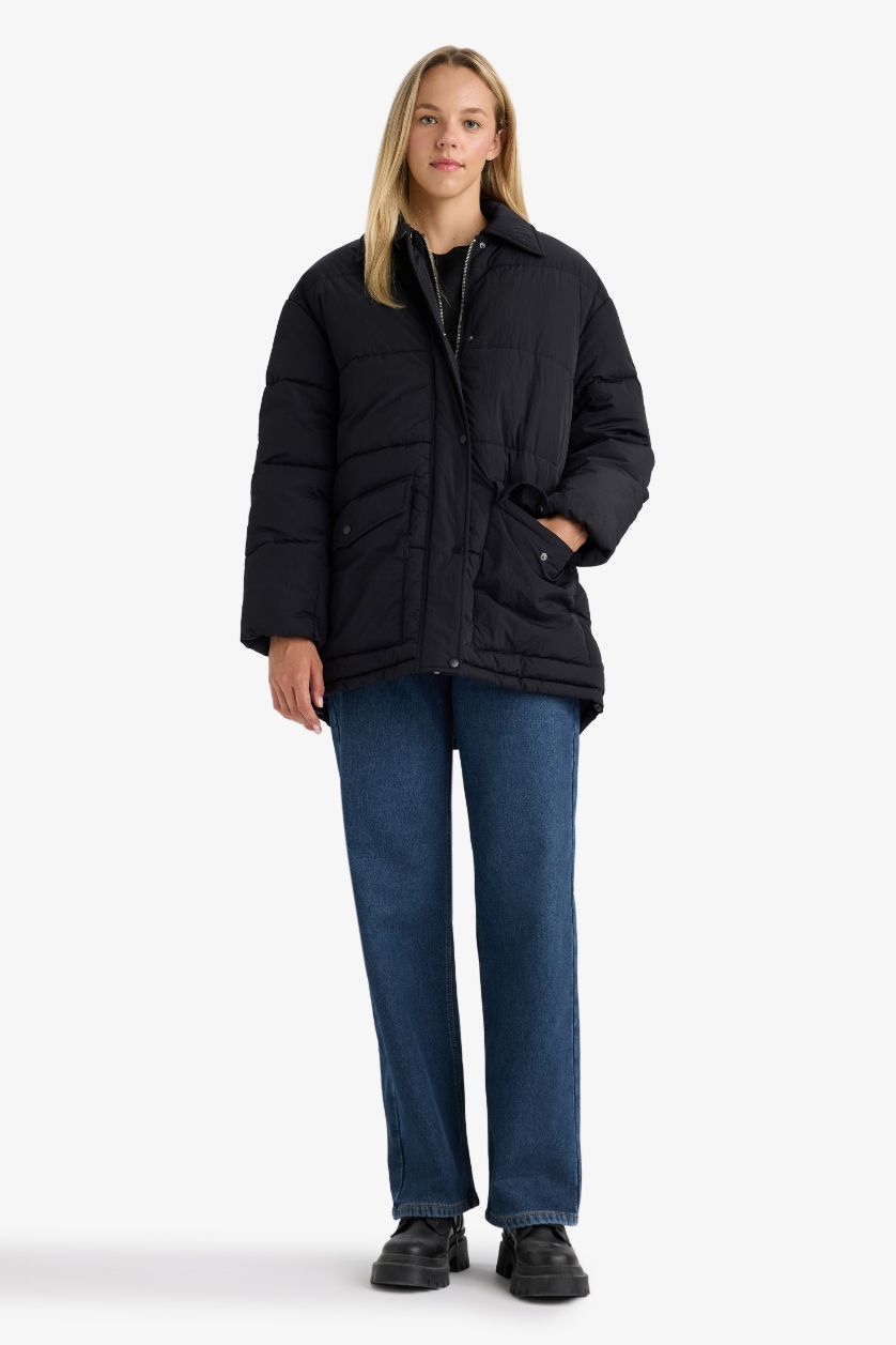 Әйелдерге қара поло жаға Пальто