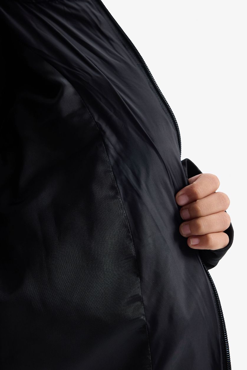 Kız Çocuk - Genç Kız Siyah Çıkarılabilir Kapüşonlu Fermuarlı Mont Kız Çocuk