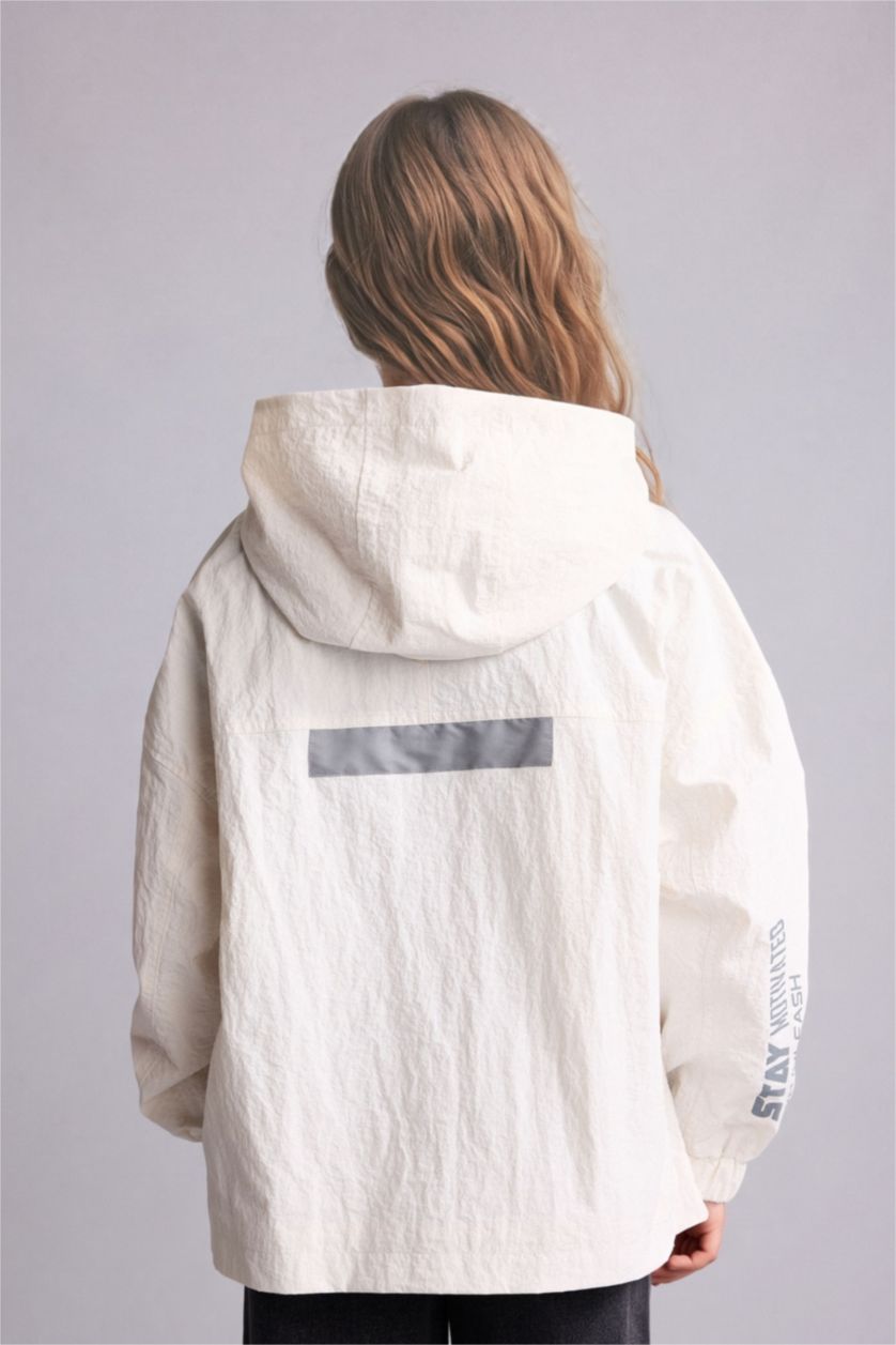 Young Girls - Teen Girls Ecru Girl Hooded Raincoat