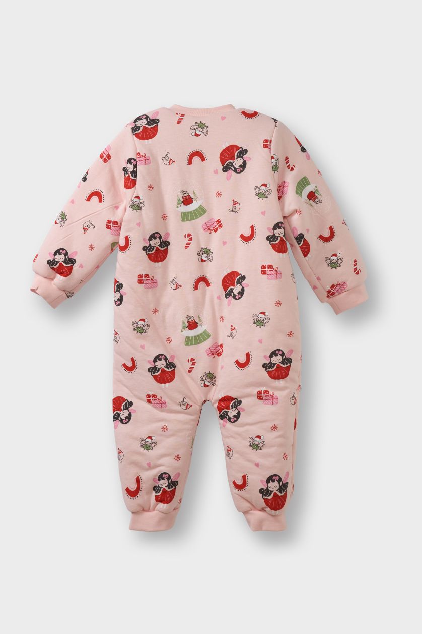 Kız Bebek Pembe Kız Bebek 1,6 Tog Elyaf Desenli Tulum