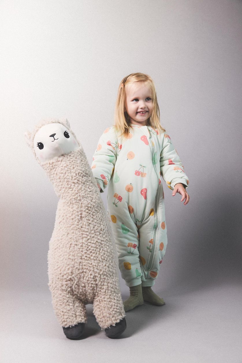 Kız Bebek Mint 2,5 Tog Elyaf Baskılı Penye Fermuarlı Uzun Kollu Tulum Kız Bebek