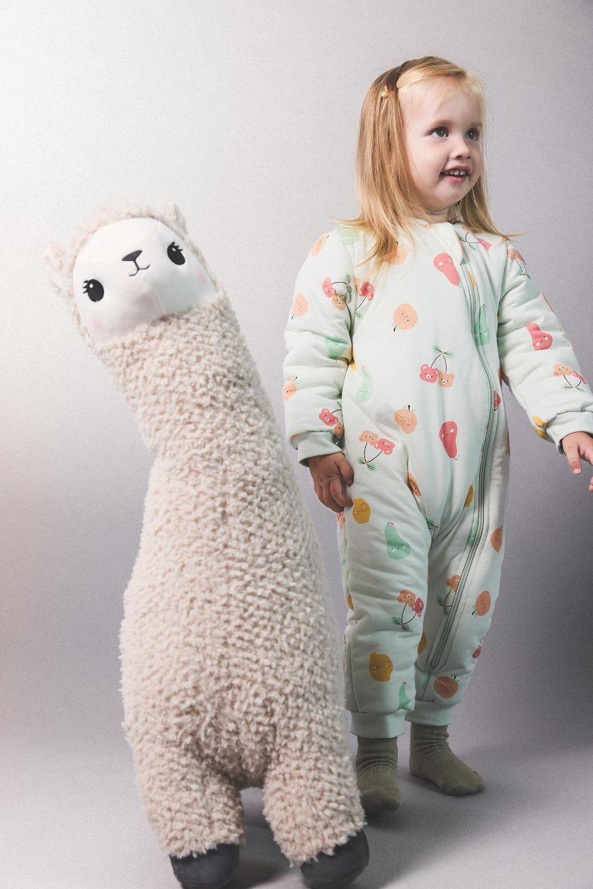 Kız Bebek Mint 2,5 Tog Elyaf Baskılı Penye Fermuarlı Uzun Kollu Tulum Kız Bebek