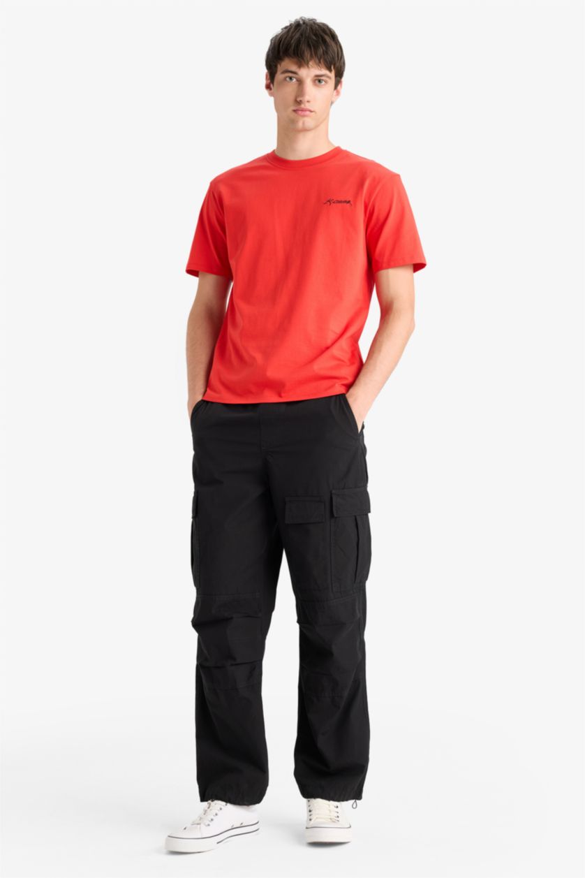 Erkek Kırmızı %100 Pamuk Regular Fit Bisiklet Yaka Atatürk Baskılı Kısa Kollu Tişört