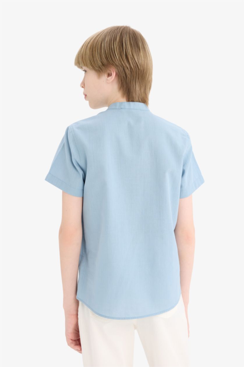 BOYS & TEENS Blue Boy Regular Fit Crew Neck Long Sleeve Shirt