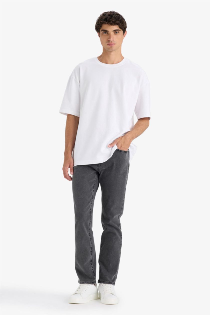 Man Anthracite Sergio Regular Fit Regular Hem Denim Trousers