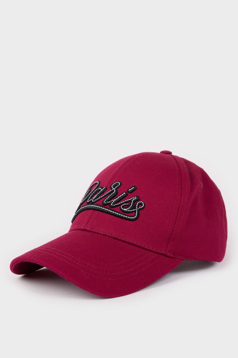 Kadın Bordo Kadın Pamuklu Cap Şapka