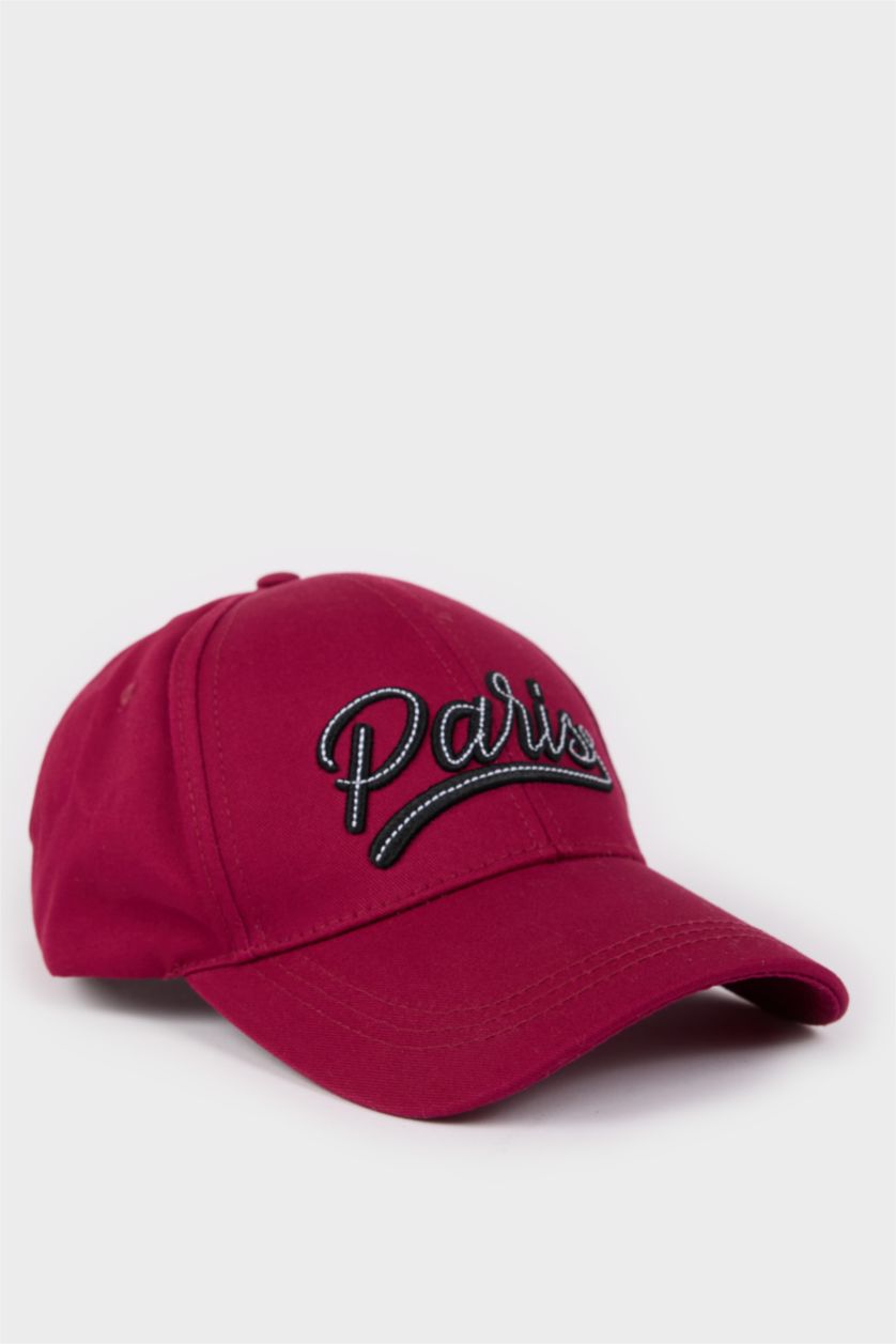 Kadın Bordo Kadın Pamuklu Cap Şapka